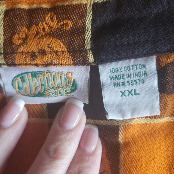 XXL Cat & Pumpkin Unisex Halloween Long Sleeve Button Up - Picture 4 of 6